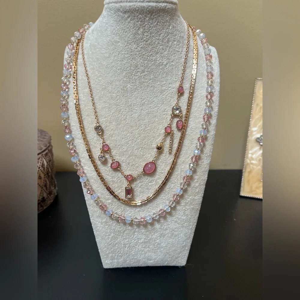 New! Guess Gold-Tone Mixed Stone Layered
Necklace, 16 2 extender - Picture 6 of 10